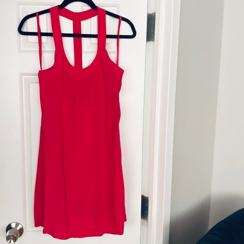 Bright Pink Banana Republic Silk T-Back Shift Dress Size Large
